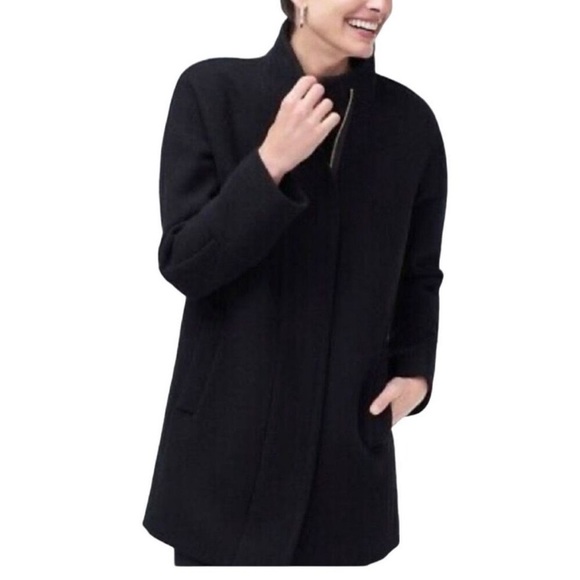 J Crew Factory Wool Blend Pea Coat Black - Picture 1 of 7